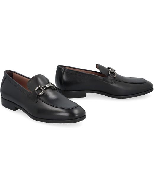Ferragamo Black Leather Loafers for men