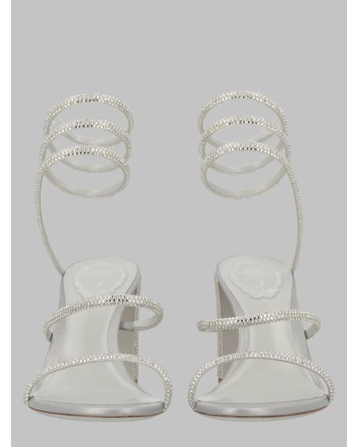 Rene Caovilla Gray Heeled Sandal Cleo Leather