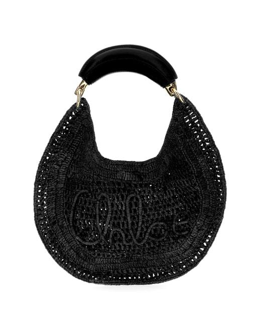 Chloé Black Raffia Banana Handbag