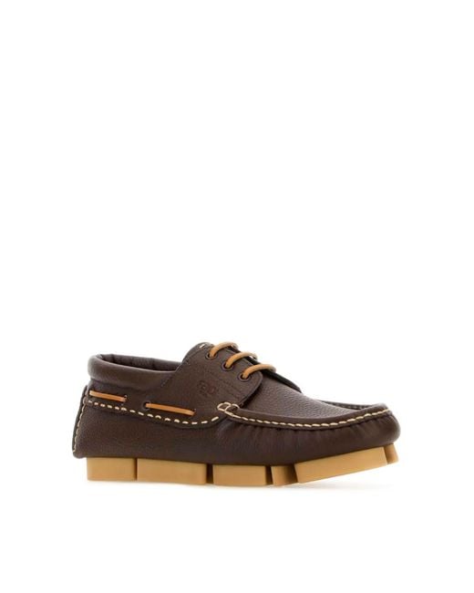 Fendi Brown Deck Logo Lace-Up Shoes Derby & Oxfords for men
