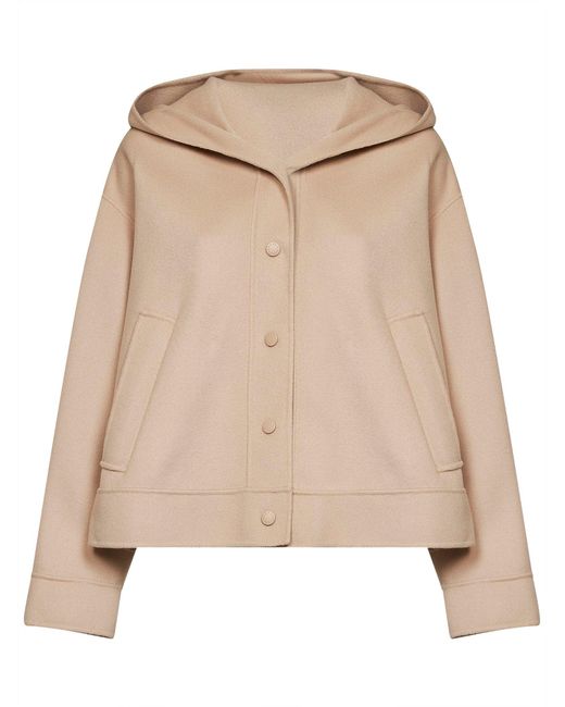 Weekend by Maxmara Natural Hooded Jacket Double Wool Virgin Bomber