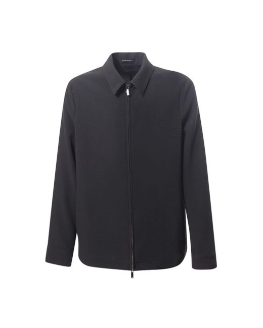 Emporio Armani Blue Classic Collar Jacket for men
