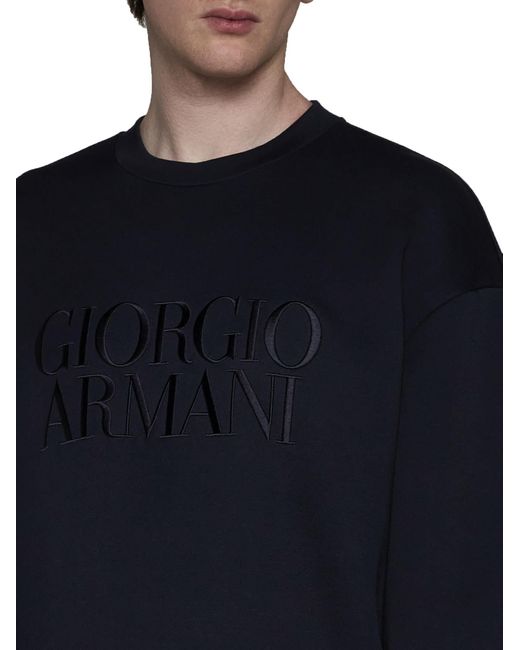 Giorgio Armani Blue Logo Modal-blend Sweatshirt for men