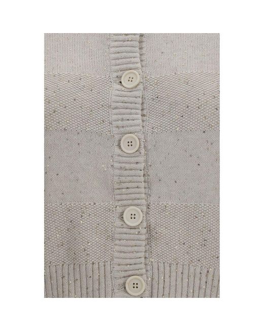 Brunello Cucinelli Gray Beige Cotton Sweatshirt
