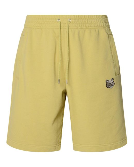 Maison Kitsuné Yellow Mustard Cotton Bermuda Shorts for men