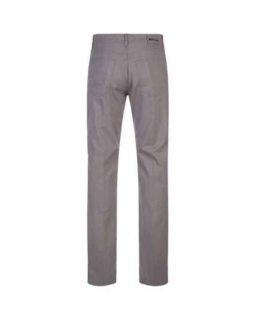 Kiton Gray 5 Pocket Straight Leg Trousers for men