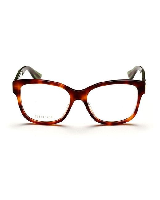 Gucci Brown Eyeglasses Square Full Rim, Frame And Clear Demo Lenses Lens Gg0038O002