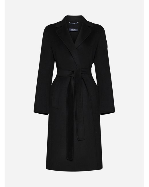 Max Mara Pauline Belted Wool Coat in Black Lyst