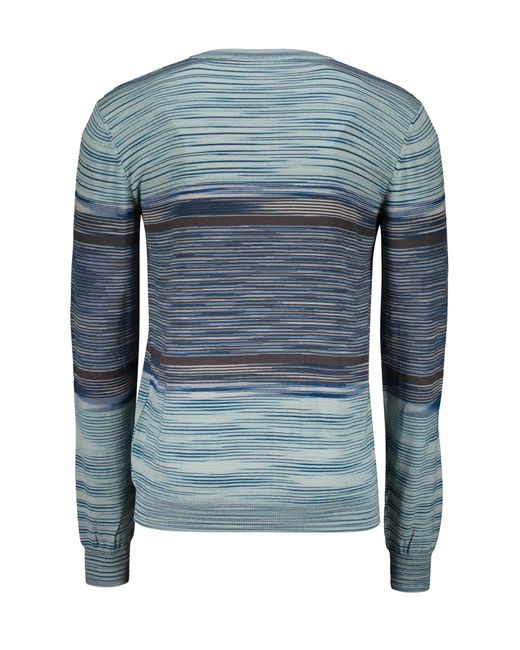 M Missoni Blue Wool V-Neck Sweater for men