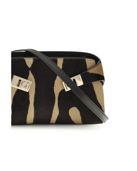Ferragamo Black Mini Hug Shoulder Bag Horsehair