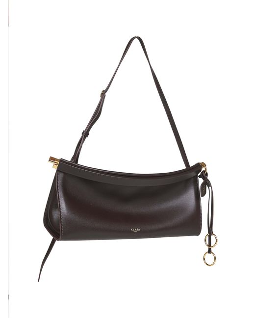 Alaïa White Marron Fonce Le Click East West Medium Shoulder Bag<Br