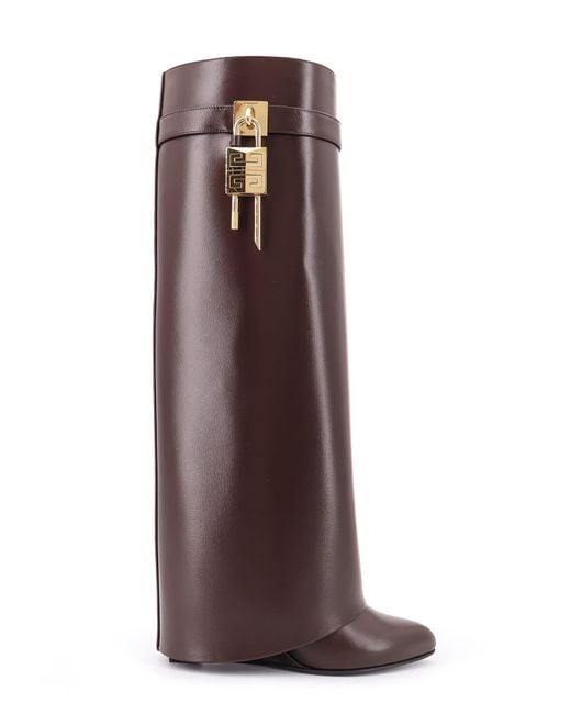 Givenchy Purple Shark Lock Leather Boots