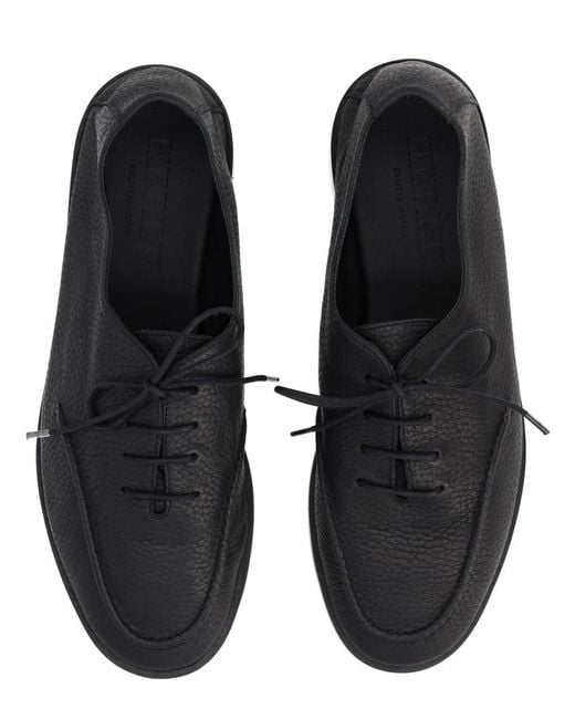Hereu Black Leather Lace-Up Moccasin Shoes