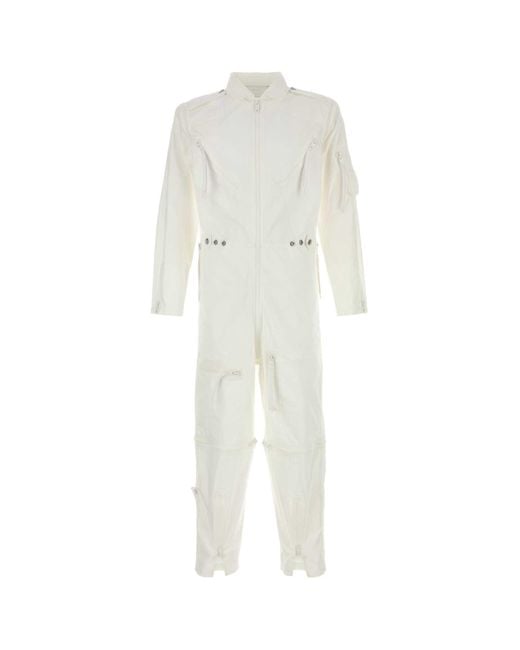 Prada White Long-Sleeved Zipped Jumpsuit for men