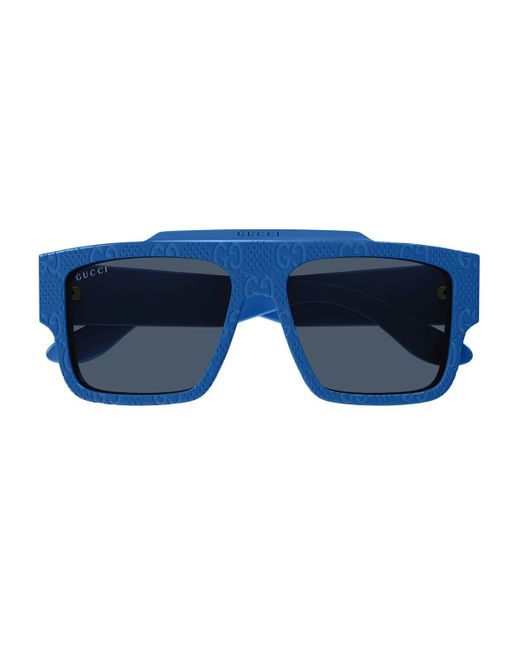 Gucci Blue GG1460S Linea Lettering Sunglasses for men