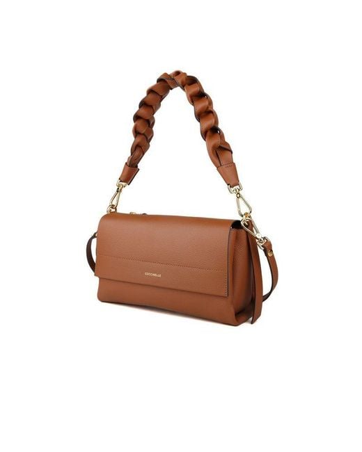 Coccinelle Brown Handbag-Cognac Cowhide Bags Handbags
