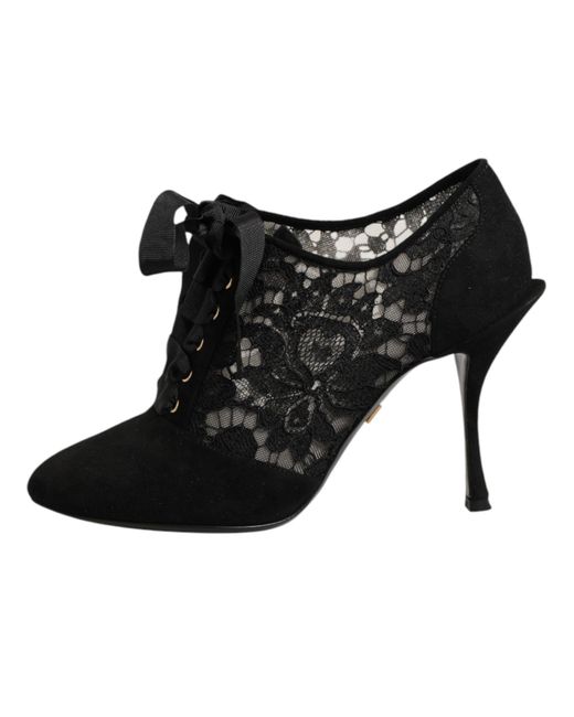 Dolce & Gabbana Black Floral High Heels Lace