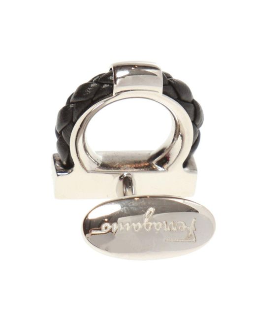 Ferragamo Black Gancini Cuff Links for men