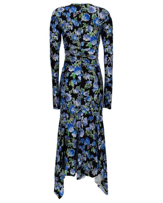 Philosophy Di Lorenzo Serafini Blue And Maxi Dress With All-Over Floreal Print