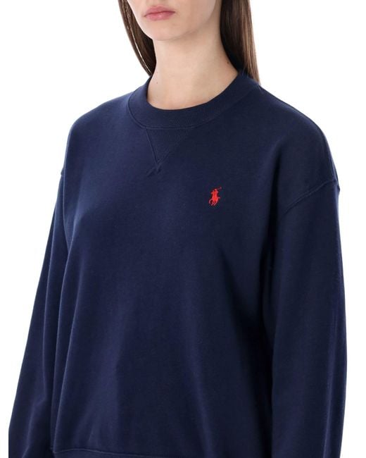 Polo Ralph Lauren Blue Polo Ralph Lauren Cotton Fleece Crewneck Sweatshirt
