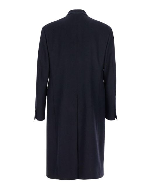 Lardini Blue Double-Breasted Coat With Peak Lapels for men