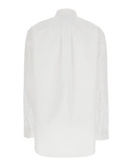 Gucci White Shirt With Tonal Logo Lettering Embroidery On The Collar I
