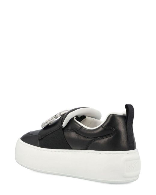Roger Vivier Black Viv' Up Embellished Buckle Sneakers