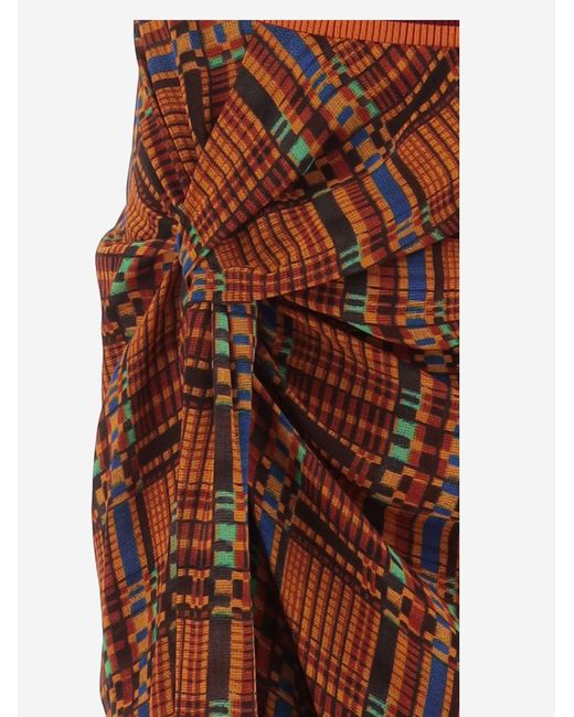 Dries Van Noten Brown Skirt With Side Drape Viscose