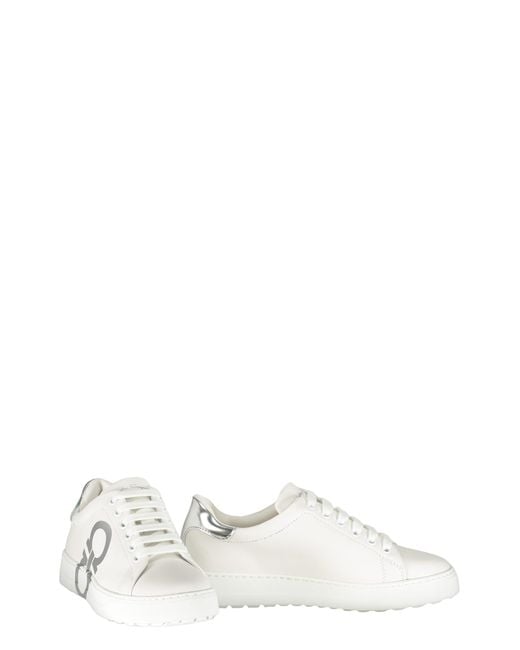 Ferragamo White Leather Low-Top Sneakers