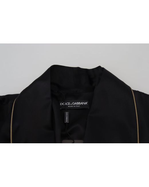 Dolce & Gabbana Black 100% Silk Robe Coat Wrap Jacket for men