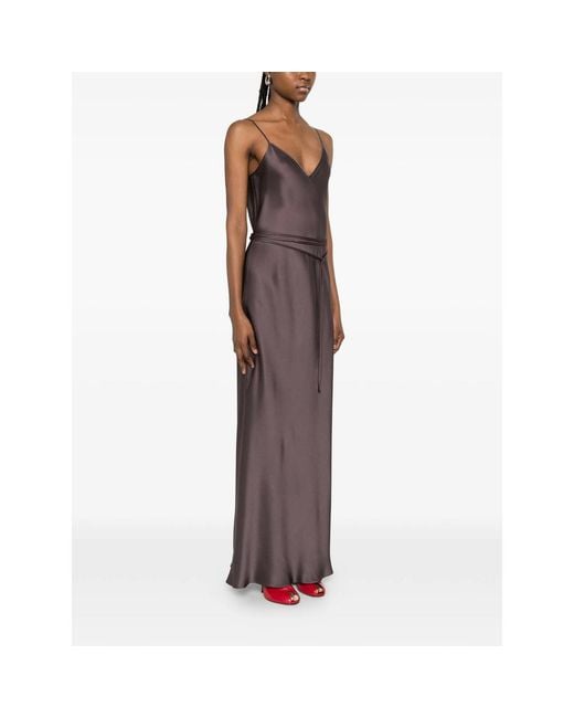 Antonelli Brown V-Neck Slip Maxi Dress