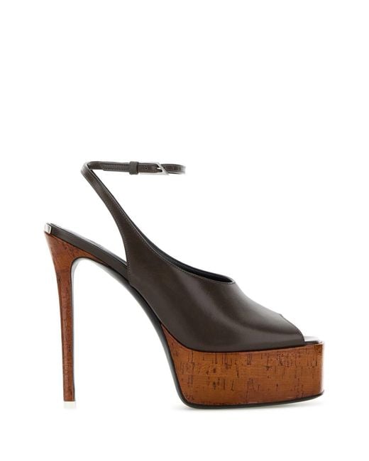 The Attico Brown Dark Leather Ornella Sandals