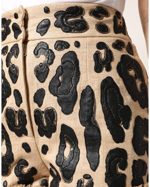 Dolce & Gabbana Black Leopard Nylon Bermuda Mini Shorts Co+Pa