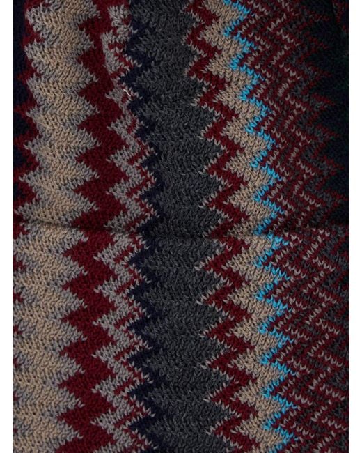 Missoni Blue Beanie With Turn-Up Brim And Zigzag Motif for men