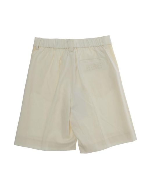 MM6 by Maison Margiela Natural Bermuda Shorts Wide-Leg Wool