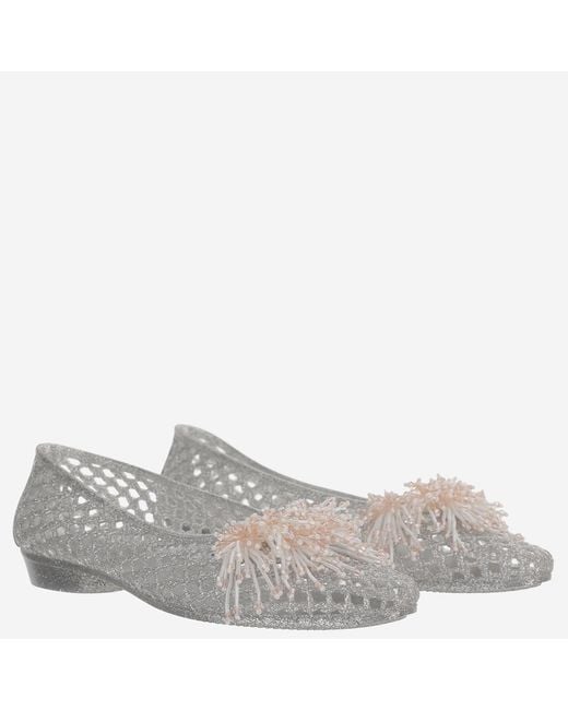 HEAVENLY JELLY Gray Transparent Ballerina Flats With Decoration Polyvinyl Chloride