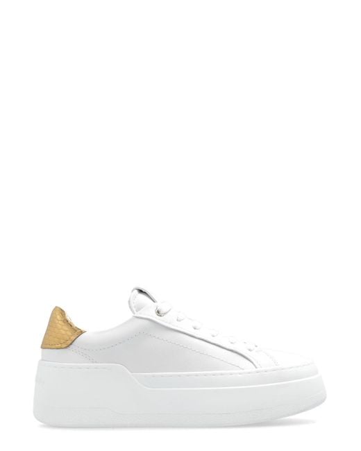 Ferragamo White Lace-Up Wedge Sneakers