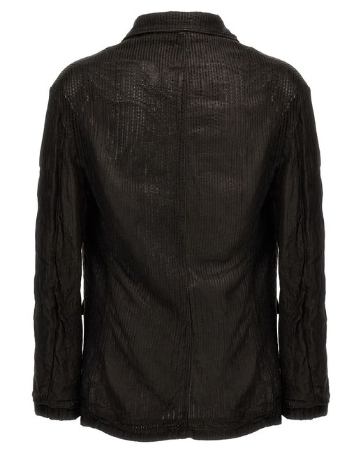 Giorgio Brato Black Openwork Leather Blazer for men
