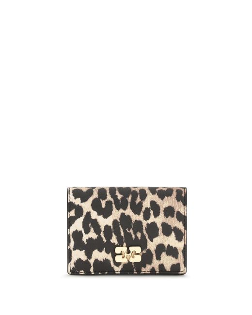 Ganni White Bou Animal Print Card Holder Wallet