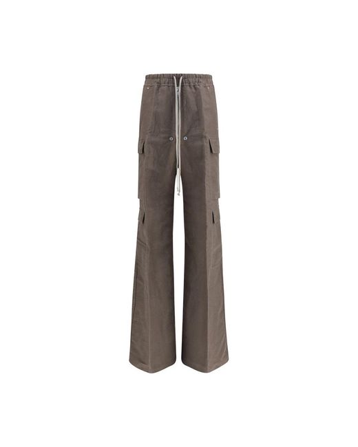 Rick Owens Brown Ramie Cargo Pants for men