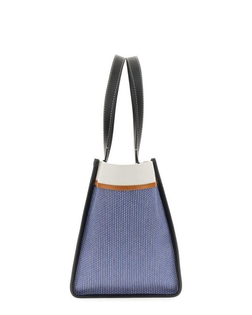 Proenza Schouler Blue Large Morris Pinstripe Top Handle Bag