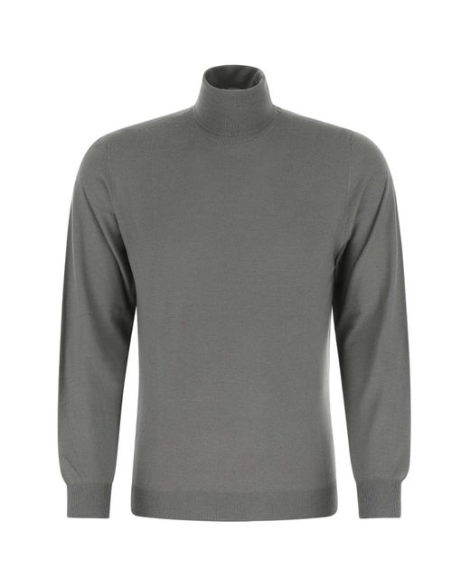 Fedeli Gray Wool Sweater for men