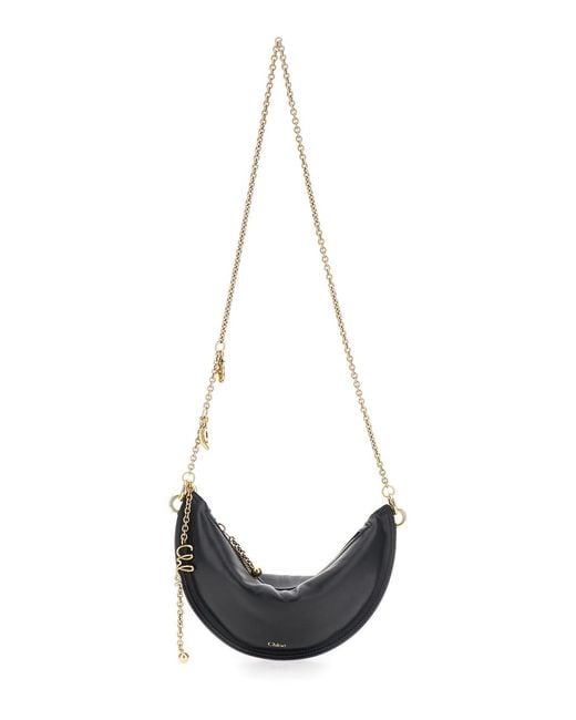 Chloé White Chloã Shoulder Bag With Chain Shoulder Strap And Half Moon Design