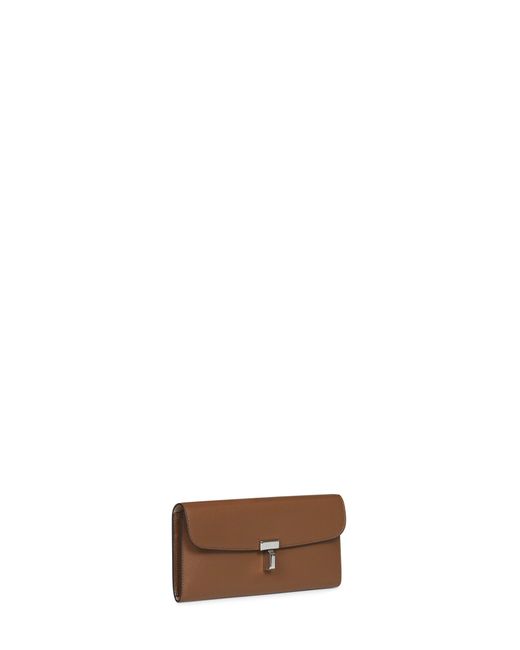 Totême Brown Tiramisu Palmellato Leather T-Lock Wallet