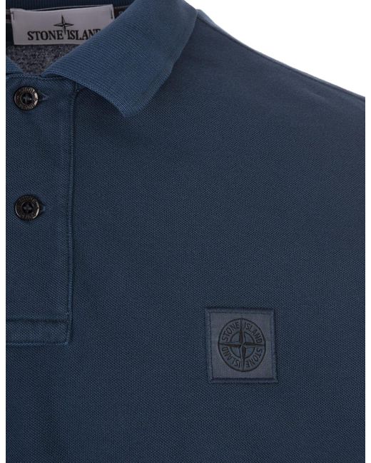 Stone Island Avio Blue Pigment Dyed Slim Fit Polo Shirt for men