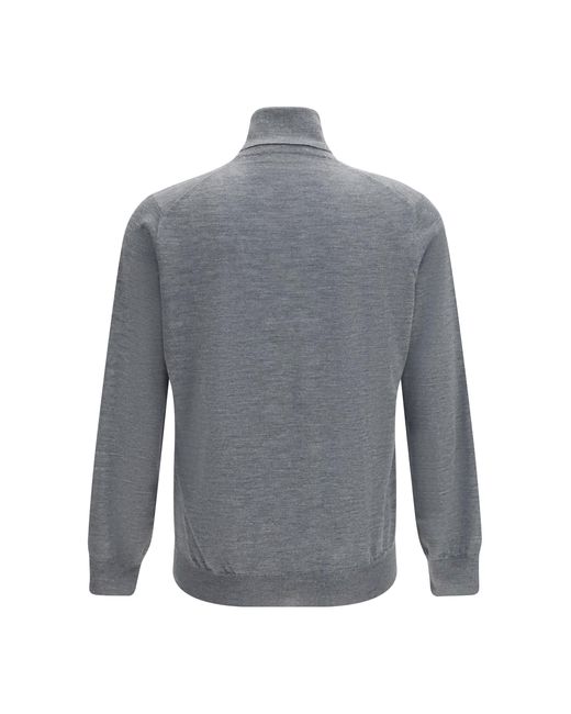Brunello Cucinelli Gray Wool Turtleneck Sweater for men