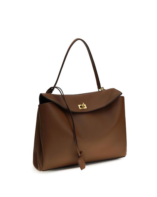 Balenciaga Brown Top Handle Shoulder Bag Rodeo Calf Leather
