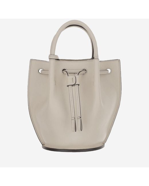 Tod's White Small Leather Bucket Bag Calfskin Shoulder