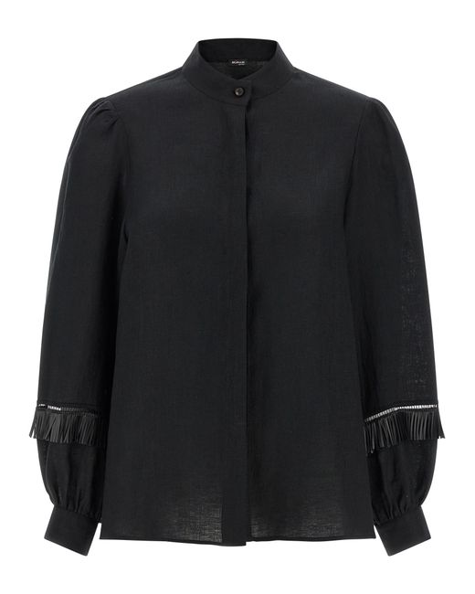 Kiton Black Fringed Shirt