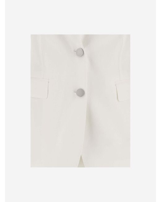 Tagliatore White Single-Breasted Cotton Blend Jacket
